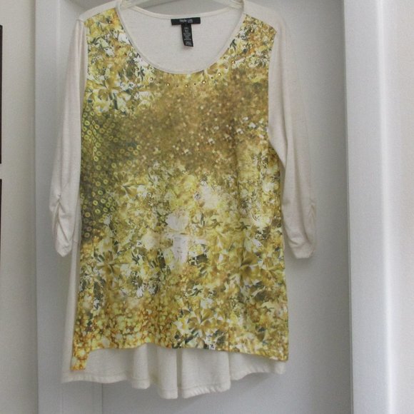 Style & Co. Tops - Style & Co. Gold & Yellow Print Tunic - NWOT
